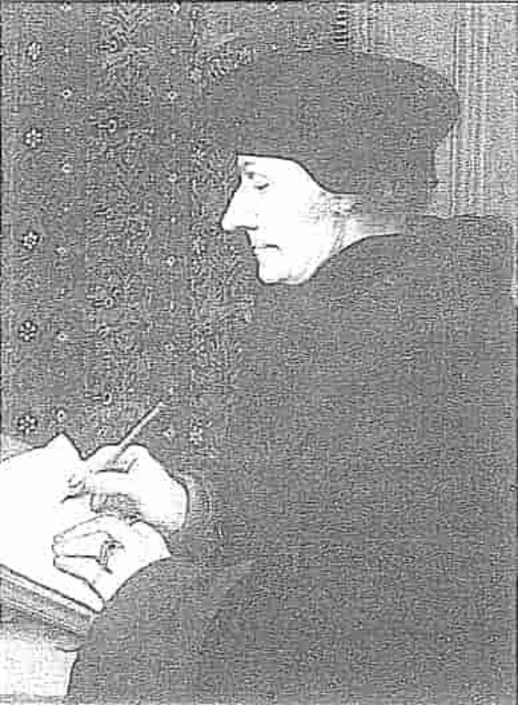 ▲《鹿特丹的伊拉斯谟》，小汉斯·荷尔拜因 (Hans Holbein the Younger) 绘。 - 图1