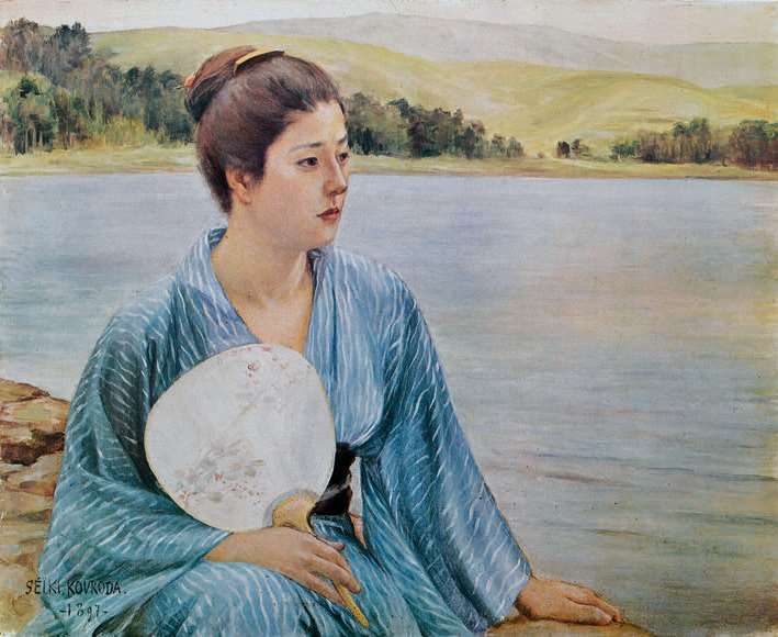 黑田清辉《湖畔》 - 图1