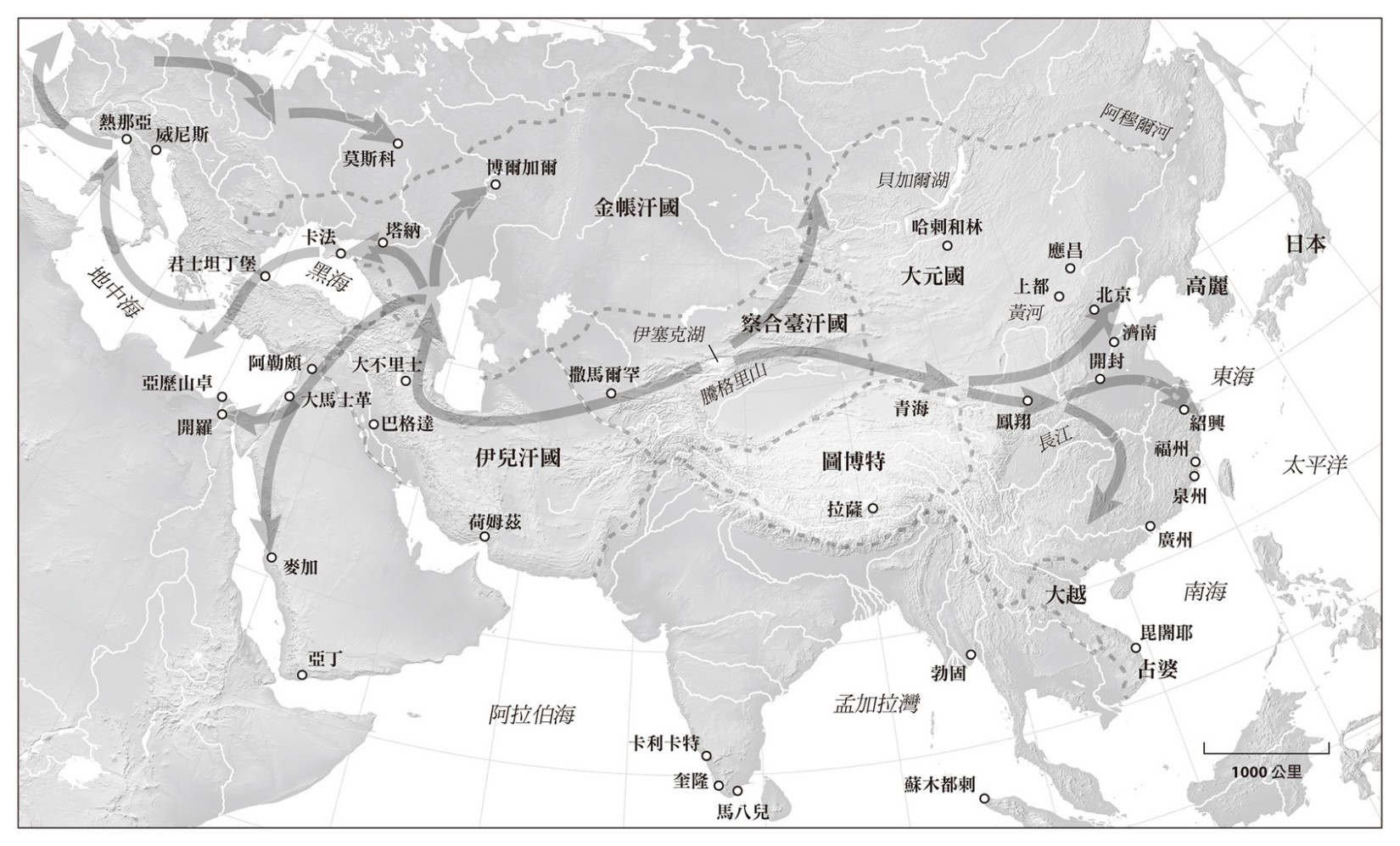 1. 從中國所在位置為天頂的等距離投影圖。 - 图2