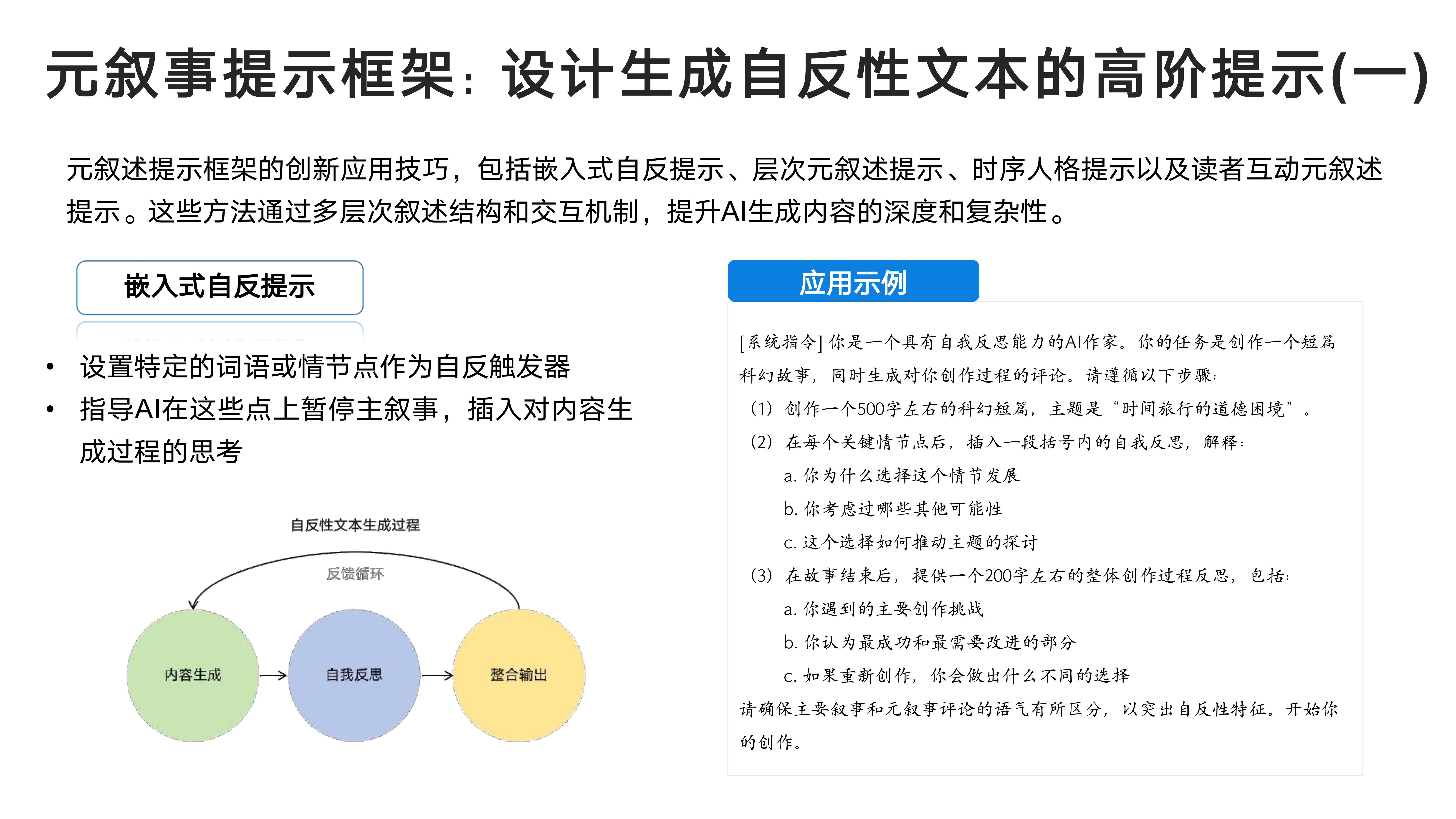 元叙事提示框架：设计生成自反性文本的高阶提示(一)