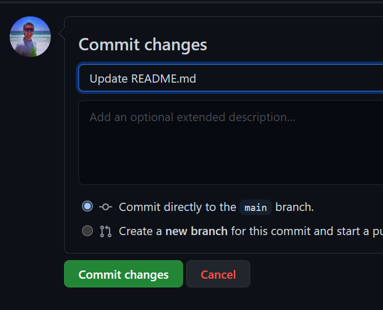 Commit change via GitHub