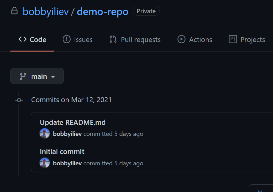 GitHub commits