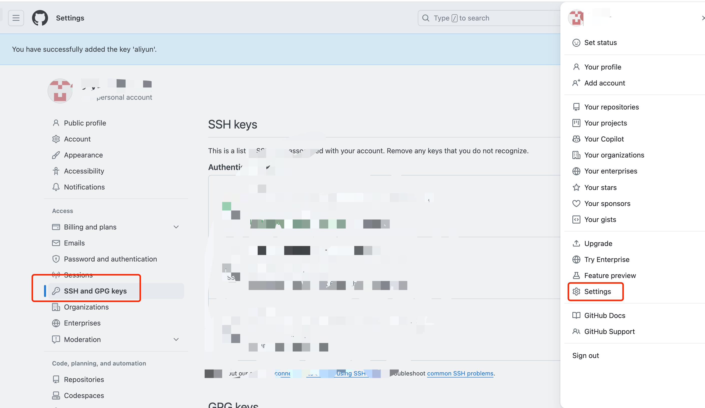 添加 ssh key 到 github